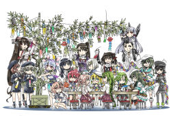 Rule 34 | 10s, 1boy, 6+girls, ^^^, admiral (kancolle), ahoge, akitsu maru (kancolle), alternate costume, arm warmers, asashio (kancolle), bamboo, belt pouch, black hair, blunt bangs, braid, breasts, brown hair, carrying, cat, clothes writing, comic, crescent, crescent hair ornament, double bun, dual persona, eyepatch, failure penguin, flower, glasses, gloves, green hair, hair bun, hair flower, hair ornament, hair ribbon, hairclip, hamakaze (kancolle), hat, high ponytail, holding, i-168 (kancolle), i-19 (kancolle), i-58 (kancolle), i-8 (kancolle), kai (akamekogeme), kantai collection, kiso (kancolle), long hair, makigumo (kancolle), military, military uniform, multiple girls, murakumo (kancolle), nachi (kancolle), nagatsuki (kancolle), name tag, naval uniform, no shoes, pantyhose, peaked cap, plant, pleated skirt, ponytail, potted plant, pouch, red eyes, red hair, ribbon, school swimsuit, school uniform, sendai (kancolle), serafuku, short hair, shoulder carry, side ponytail, single braid, skirt, star (symbol), swimsuit, swimsuit under clothes, tanabata, tanzaku, thighhighs, two side up, tying, uniform, yamato (kancolle), yuugumo (kancolle), z1 leberecht maass (kancolle), z3 max schultz (kancolle), zettai ryouiki