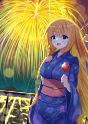 Rule 34 | 1girl, breasts, fireworks, highres, japanese clothes, large breasts, pecorine (princess connect!), princess connect!, syurimp, tagme