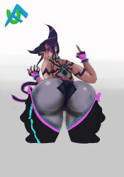 Rule 34 | ass, butt crack, han juri, highres, looking at viewer, looking back, middle finger, naughty face, pink eyes, street fighter, street fighter 6