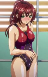Rule 34 | 00s, blush, breasts, green eyes, highres, large breasts, mizugi kanojo, mizuho (mizugi kanojo), red hair, swimsuit