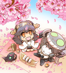 Rule 34 | + +, 10s, 2girls, :d, ^ ^, abyssal ship, bare shoulders, black hair, blush, cherry blossoms, chibi, closed eyes, cup, day, detached sleeves, closed eyes, flask, food, from above, green eyes, grey hair, hanami, haruna (kancolle), hat, headgear, hisahiko, i-class destroyer, kantai collection, long hair, looking up, md5 mismatch, multiple girls, nontraditional miko, hugging object, onigiri, open mouth, orange eyes, outdoors, petals, picnic, pillow, pillow hug, ribbon, sitting, smile, spring (season), star-shaped pupils, star (symbol), symbol-shaped pupils, tentacles, wide sleeves, wo-class aircraft carrier, yunomi