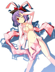 Rule 34 | 1girl, bottomless, breasts, electricity, female focus, hat, large breasts, nagae iku, nipples, nu (plastic eraser), open clothes, open shirt, ribbon, scarf, see-through, shirt, solo, touhou