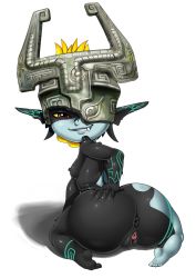 Rule 34 | 1girl, absurdres, anus, ass, breasts, cleft of venus, colored sclera, fangs, greyimpaction, highres, huge ass, looking at viewer, looking back, midna, monster girl, nintendo, pointy ears, ponytail, pussy, red eyes, small breasts, the legend of zelda, the legend of zelda: twilight princess, uncensored, yellow sclera