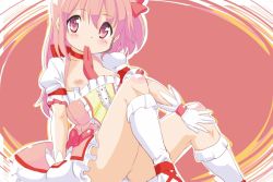 Rule 34 | 10s, 1girl, alternate hairstyle, bad id, bad pixiv id, blush, bow, breasts, choker, clothes pull, gloves, hair bow, kaname madoka, kaname madoka (magical girl), magical girl, mahou shoujo madoka magica, mahou shoujo madoka magica (anime), mouth hold, nipples, panties, pink eyes, pink hair, ribbon, ribbon in mouth, shirt pull, short hair, short twintails, side ponytail, small breasts, smile, solo, tetsujin momoko, twintails, underwear, white panties