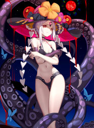 Rule 34 | 1girl, abigail williams (fate), abigail williams (swimsuit foreigner) (fate), abigail williams (swimsuit foreigner) (first ascension) (fate), absurdres, bare shoulders, bikini, black bikini, black bow, black hat, bow, breasts, bug, butterfly, collarbone, colored skin, double bun, fate/grand order, fate (series), forehead, glowing, glowing eye, hair bow, hair bun, hat, highres, insect, keyhole, long hair, looking at viewer, luai, medium breasts, navel, orange bow, parted bangs, red eyes, red hat, sidelocks, solo, sun hat, swimsuit, tentacles, thighs, third eye, twintails, two-tone headwear, very long hair, white hair, white skin