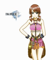 Rule 34 | 10s, 1girl, female focus, final fantasy, final fantasy xiii, green eyes, jewelry, oerba dia vanille, simple background, solo, twintails, white background