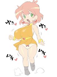 Rule 34 | 1girl, absurdres, bare legs, bare shoulders, blush, bow, bow panties, bracelet, breasts, earrings, final fantasy, final fantasy v, green eyes, heart, highres, jewelry, kanji, large breasts, lenna charlotte tycoon, motion lines, open mouth, panties, pink bow, pink hair, plump, sakana888888888, short hair, sketch, solo, thick thighs, thigh gap, thighs, underwear, white panties