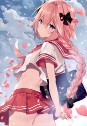 Rule 34 | 1boy, artist request, astolfo (fate), fate/grand order, fate (series), highres, pink hair, purple eyes, school uniform, solo, tagme, trap
