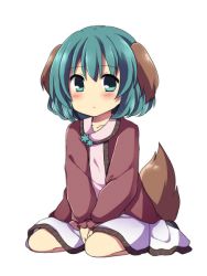 Rule 34 | 1girl, :d, animal ears, animated, animated gif, bad id, bad pixiv id, blush, fang, green eyes, green hair, heart, kasodani kyouko, long sleeves, matching hair/eyes, md5 mismatch, open mouth, resolution mismatch, short hair, simple background, sitting, skirt, smile, solo, tail, touhou, ugoira, uguisu mochi (ykss35), v arms, white background