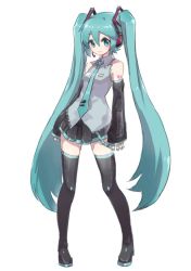 Rule 34 | 1girl, aqua eyes, aqua hair, aqua nails, aqua necktie, bad id, bad twitter id, bare shoulders, belt, black skirt, black sleeves, black thighhighs, blouse, boots, commentary, contrapposto, derivative work, detached sleeves, english commentary, full body, grey shirt, hair ornament, hatsune miku, headphones, headset, long hair, looking at viewer, miniskirt, nail polish, necktie, nejikyuu, number tattoo, pleated skirt, shirt, shoulder tattoo, signature, skirt, sleeveless, sleeveless shirt, sleeves past wrists, smile, solo, standing, tattoo, thigh boots, thighhighs, twintails, very long hair, vocaloid, vocaloid boxart pose, zettai ryouiki