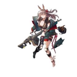 Rule 34 | 1girl, ammunition belt, animal ears, ankle boots, anklet, armor, artificial legs, bag, baggy clothes, barefoot, black footwear, black panties, black pants, blush, boots, breasts, brown hair, brown shirt, bullet, cleavage, closed mouth, coat, collared shirt, cross-laced footwear, damaged, dog, exoskeleton, unworn eyewear, floating hair, frown, full body, girls&#039; frontline, gloves, grey coat, gun, hair ornament, hairclip, holding, holding gun, holding weapon, horse ears, jewelry, lace-up boots, lanyard, leaning forward, long hair, machine gun, mole, mole on breast, mole under eye, name tag, navel, nin (lion), off shoulder, official art, one side up, open clothes, open coat, open mouth, panties, pants, prosthesis, prosthetic leg, red-framed eyewear, scar, semi-rimless eyewear, shin strap, shirt, short sleeves, single glove, sleeves past wrists, smile, solo, stomach, taut clothes, taut shirt, tearing up, thigh strap, torn clothes, torn pants, transparent background, trigger discipline, type 88 (girls&#039; frontline), type 88 lmg, underwear, weapon