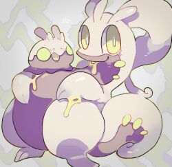 Rule 34 | akadako, animal focus, bags under eyes, blush stickers, bright pupils, closed eyes, closed mouth, creatures (company), drooling, full body, game freak, gen 6 pokemon, goodra, goomy, green eyes, green outline, happy, japanese text, leaning back, looking at viewer, nintendo, no humans, one-hour drawing challenge, open mouth, outline, pokemon, pokemon (creature), slime (creature), slime (substance), smile, standing, tongue, tongue out, translated, two-tone background, wavy mouth, white pupils