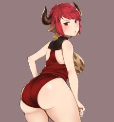 Rule 34 | 10s, 1girl, ass, breasts, cow horns, female focus, granblue fantasy, horns, huge ass, large breasts, red eyes, red hair, solo, sturm (granblue fantasy)