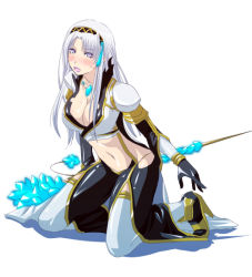 Rule 34 | 1girl, alternate color, blush, breasts, cleavage, large breasts, mr.romance, ragnarok online, solo, warlock, warlock (ragnarok online), white hair