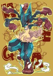 Rule 34 | 10s, alternate form, alternate hairstyle, bad id, bad pixiv id, creatures (company), furry, game freak, gen 4 pokemon, highres, inumimi-syndrome, lucario, mega lucario, mega pokemon, nintendo, pokemon, pokemon (creature), pokemon xy, red eyes, solo, tail