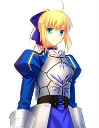 Rule 34 | 1girl, ahoge, armor, armored dress, artoria pendragon (all), artoria pendragon (fate), bad id, bad pixiv id, blonde hair, dress, fate/stay night, fate (series), fuyuki (neigedhiver), gauntlets, green eyes, saber (fate), simple background, solo, standing, type-moon, white background