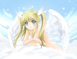 Rule 34 | angel, blush, long hair, nude, twintails, wings