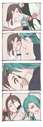 Rule 34 | 00kashian00, 2girls, absurdres, ahoge, blush, book, border, bright pupils, brown eyes, brown hair, closed eyes, closed mouth, comic, commentary request, creatures (company), earrings, game freak, green hair, hair down, heart, highres, jewelry, juliana (pokemon), kiss, kissing forehead, long hair, meowscarada, multiple girls, nintendo, pokemon, pokemon (creature), pokemon sv, rika (pokemon), shirt, spoken heart, spoken squiggle, spoken x, squiggle, stud earrings, tongue, tongue out, wavy mouth, white border, yuri