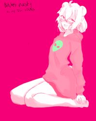 Rule 34 | 1boy, ahoge, animal ears, apandah (youtube), blush, buggenocide, collarbone, english text, eyelashes, highres, hood, hoodie, legs, long sleeves, looking at viewer, open mouth, panda ears, panda tail, pink background, pink hoodie, raised eyebrows, seiza, short hair, simple background, sitting, sketch, smile, solo, solo focus, tagme, teeth, thighhighs, thighs, tongue, trap, upper teeth only, youtube