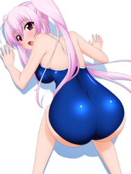 Rule 34 | 1girl, absurdres, ass, blush, breasts, competition school swimsuit, female focus, highres, large breasts, long hair, one-piece swimsuit, open mouth, original, pink hair, purple eyes, school swimsuit, solo, sugimura tomokazu, swimsuit, top-down bottom-up, twintails