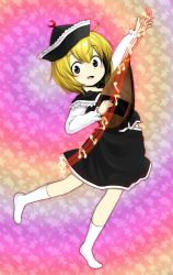 Rule 34 | 1girl, biwa lute, blonde hair, blush, harusame (unmei no ikasumi), hat, instrument, looking at viewer, lunasa prismriver, lute (instrument), musical note, open mouth, short hair, smile, solo, touhou, yellow eyes, zun (style)