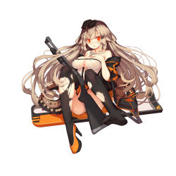 Rule 34 | 1girl, :o, ahoge, armpit peek, ass, bag, belt, black hat, black thighhighs, blush, breasts, buckle, cleavage, cross, cross necklace, elbow rest, floating hair, full body, girls&#039; frontline, gun, hair between eyes, hair ornament, hairclip, hand on own chest, hat, high heels, holding, holding gun, holding weapon, ithaca m37, jacket, jewelry, knees up, large breasts, long hair, looking at viewer, m37 (girls&#039; frontline), necklace, off shoulder, official art, open clothes, open jacket, open mouth, panties, pantyshot, paw print, paw print pattern, platform footwear, platform heels, pleated skirt, pump action, rain lan, red eyes, shield, shirt, shotgun, shotgun shell, sidelocks, simple background, sitting, skirt, solo, standing, strap, stuffed animal, stuffed toy, tearing up, tears, teddy bear, thighhighs, torn clothes, torn jacket, torn shirt, torn thighhighs, underwear, unworn shoe, weapon, white background, white panties