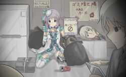 Rule 34 | android, code:escape (idolmaster), damaged, disembodied head, empty eyes, escape (idolmaster), hat, highres, idolmaster, idolmaster million live!, idolmaster million live! theater days, makabe mizuki, mechanical arms, mechanical parts, purple hair, robot, robot girl, short hair, taku (user fhus8258), top hat, warehouse