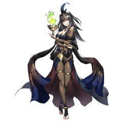 Rule 34 | 1girl, absurdres, anklet, black eyes, black hair, bracelet, breasts, bridal gauntlets, bridal legwear, chyko, cleavage, detached collar, female focus, fire, fire emblem, fire emblem awakening, fire emblem heroes, full body, green fire, highres, jewelry, loincloth, long hair, matching hair/eyes, medium breasts, nail polish, nintendo, official art, purple nails, simple background, skin tight, smile, solo, standing, stirrup legwear, tharja (fire emblem), tharja (plegian) (fire emblem), thighlet, tiara, toeless legwear, toenail polish, toenails, white background