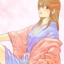 Rule 34 | 1girl, 3mm, brown hair, gintama, japanese clothes, long hair, lowres, shimura tae, solo