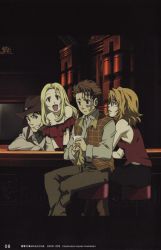 Rule 34 | 00s, 2boys, 2girls, baccano!, highres, isaac dian, jacuzzi splot, miria harvent, multiple boys, multiple girls, nice holystone, official art, scan