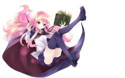 Rule 34 | blue skirt, blue thighhighs, bolo tie, book, buttons, highres, holding, holding book, holding wand, louise francoise le blanc de la valliere, mary janes, official art, pentacle, pentagram, pink eyes, pink hair, shirt, shoes, skirt, solo, thighhighs, thighs, transparent background, usatsuka eiji, wand, white shirt, zero no tsukaima, zettai ryouiki