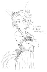 Rule 34 | 1girl, animal ears, blush, can&#039;t be this cute, closed mouth, hamao, highres, horse ears, horse girl, horse tail, looking at viewer, narita taishin (umamusume), school uniform, short sleeves, simple background, solo, tail, tracen school uniform, translation request, umamusume, white background