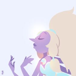 Rule 34 | 1girl, closed eyes, closed mouth, colored skin, dress, extra arms, highres, long hair, ponytail, puccadraws, purple skin, sidelocks, sleeveless, sleeveless dress, solo, steven universe, very long hair, white hair