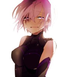Rule 34 | 1girl, armor, armored dress, bad id, bad pixiv id, bare shoulders, black dress, black gloves, breasts, crying, crying with eyes open, dress, elbow gloves, fate/grand order, fate (series), gloves, hair between eyes, half-closed eyes, hiiragi fuyuki, looking at viewer, mash kyrielight, medium breasts, parted lips, pink eyes, pink hair, short hair, simple background, smile, solo, tears, upper body, white background