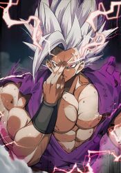Rule 34 | absurdres, dragon ball, dragon ball super, dragon ball super super hero, gohan beast, highres, makankousappou, muscular, muscular male, powering up, red eyes, serious, son gohan, tagme