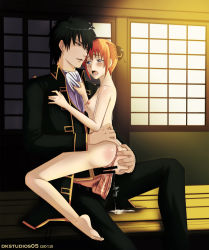 Rule 34 | 1boy, 1girl, age difference, artist name, breasts, censored, clothed male nude female, dkstudios05, erection, gintama, hetero, hijikata toushirou, kagura (gintama), nude, penis, sex, size difference, small breasts, tagme