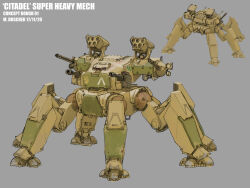 Rule 34 | 2020, cannon, citadel super heavy mech, commentary, concept art, dated, english commentary, extra legs, gatling gun, gun, highres, machine gun, machinery, mecha, mecha focus, mike doscher, military, missile pod, no humans, realistic, robot, science fiction, spider tank, turret, walker (robot), weapon