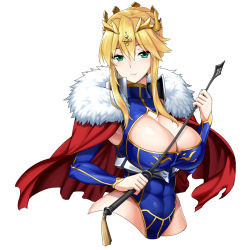 Rule 34 | 1girl, abs, aqua eyes, armor, artoria pendragon (all), artoria pendragon (fate), artoria pendragon (lancer) (fate), bad id, bad pixiv id, blonde hair, blue leotard, braid, braided bun, breasts, cape, cleavage, cleavage cutout, closed mouth, clothing cutout, cropped legs, crown, curvy, detached sleeves, fate/grand order, fate (series), hair bun, heattech leotard, holding, hotori (sion), large breasts, leotard, long sleeves, looking at viewer, riding crop, saber (fate), short hair, simple background, smile, solo, standing, turtleneck, weapon, white background, wide hips