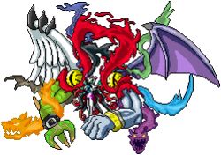Rule 34 | armor, bat wings, belt, digicore, digimon, dragon, energy, feathered wings, fusion, jewelry, ring, ultimatechaosmon, wings