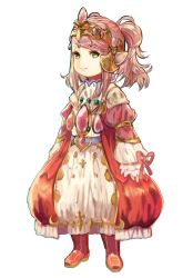Rule 34 | 10s, 1girl, boots, chromatic aberration, dress, final fantasy, final fantasy xiv, full body, green eyes, lalafell, long hair, looking at viewer, mimimi (echonolog), nanamo ul namo, pink hair, pointy ears, simple background, smile, solo, standing, tiara, twintails, white background