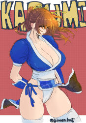 Rule 34 | 1girl, breasts, character name, dead or alive, goosuka, highres, kasumi (doa), large breasts, ponytail, solo