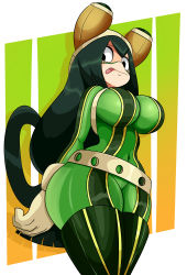 Rule 34 | 1girl, absurdres, asui tsuyu, bodysuit, boku no hero academia, boots, frog girl, green bodysuit, highres, long hair, looking at viewer, low-tied long hair, solo, sonson-sensei, thigh boots, thighhighs, tongue