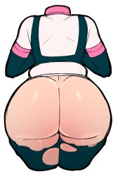 Rule 34 | 1girl, ass, blackwhiplash, bodysuit, boku no hero academia, curvy, from behind, highres, huge ass, simple background, solo, thick thighs, thighs, third-party edit, torn clothes, uraraka ochako, wide hips