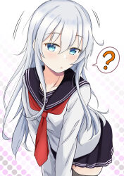 1girl black_sailor_collar blue_eyes collarbone hibiki_(kancolle) highres kantai_collection long_hair neckerchief red_neckerchief sailor_collar school_uniform serafuku shiromitsu_mochi white_hair