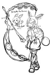 Rule 34 | 1girl, absurdres, arm at side, arrow (projectile), boots, bow (weapon), creature and personification, floating, full body, greyscale, group name, hand on own hip, heart, highres, jojo no kimyou na bouken, low ponytail, miazuma sarin, monochrome, parted lips, puffy shorts, shirt, short sleeves, shorts, simple background, sketch, solo, stand (jojo), standing, voiceroid, voicevox, weapon, zundamon