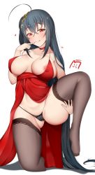Rule 34 | 1girl, :q, absurdres, ahoge, areola slip, azur lane, bare shoulders, black hair, black panties, black thighhighs, blush, breasts, cameltoe, choker, cleavage, cleft of venus, cocktail dress, covered erect nipples, crossed bangs, dress, finger to mouth, gluteal fold, hair between eyes, heart, highres, kneeling, large breasts, leg lift, lomocya, long hair, looking at viewer, naughty face, navel, official alternate costume, open clothes, open dress, panties, presenting, red choker, red dress, red eyes, smile, solo, strap gap, taihou (azur lane), taihou (forbidden feast) (azur lane), thighhighs, tongue, tongue out, underwear, very long hair