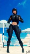 Rule 34 | 1girl, 3d, animated, aviator sunglasses, beach, black gloves, black hair, black jacket, black pants, black shirt, breasts squeezed together, breasts, brown-tinted eyewear, covered erect nipples, denisem, female focus, fingerless gloves, gloves, highres, jacket, large breasts, legs, looking at viewer, midriff, open clothes, open jacket, outdoors, overwatch, overwatch 1, pants, pharah (overwatch), shirt, skin tight, solo, standing, sunglasses, tagme, tinted eyewear, video