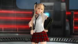 Rule 34 | 1girl, 3d, blonde hair, dead or alive, dead or alive 5, female focus, highres, looking at viewer, marie rose, official art, school uniform, solo, tecmo