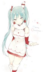 Rule 34 | 1girl, :d, bare shoulders, bell, blonde hair, blush, boots, christmas, commentary request, detached sleeves, dress, fur trim, grey eyes, hair bell, hair ornament, hatsune miku, long hair, looking at viewer, lpip, merry christmas, open mouth, pleated skirt, pom pom (clothes), red skirt, skirt, smile, snowman, solo, standing, twintails, very long hair, vocaloid, white dress, yuki miku