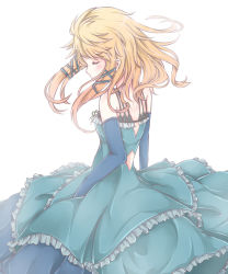 Rule 34 | 10s, 1girl, black bullet, blonde hair, closed mouth, dress, closed eyes, long hair, looking down, mo (k40633), solo, tina sprout